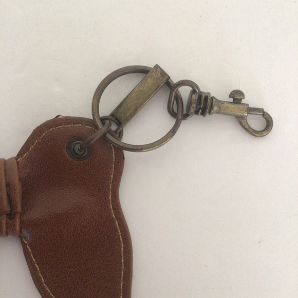 BROWN LEATHER BOW BAG CHARM KEYCHAIN - Picture 4 of 7
